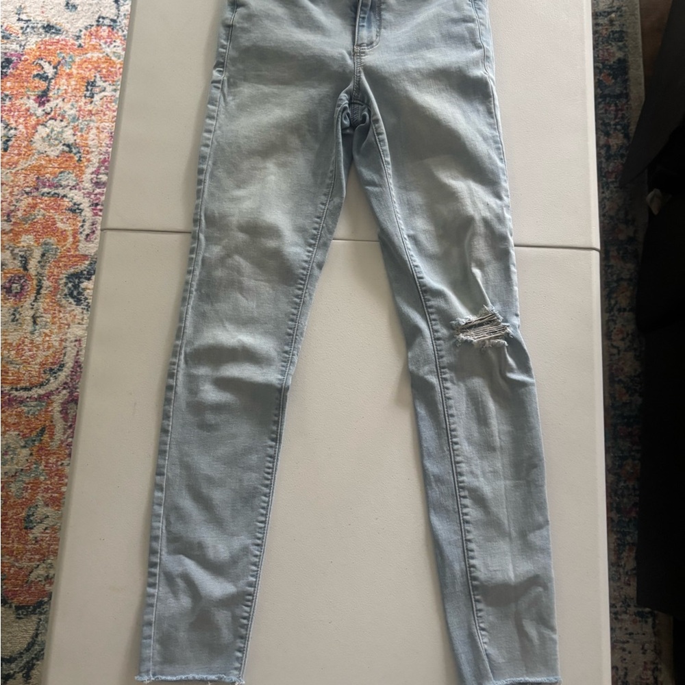 Garage Light Blue Ripped Skinny Jeans